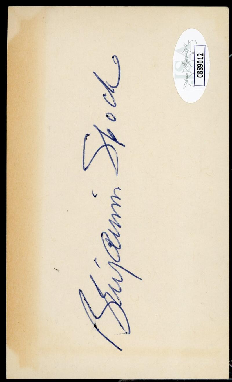 Benjamin Spock Signed Autographed 3x5 Index Card JSA Authentic Image 1