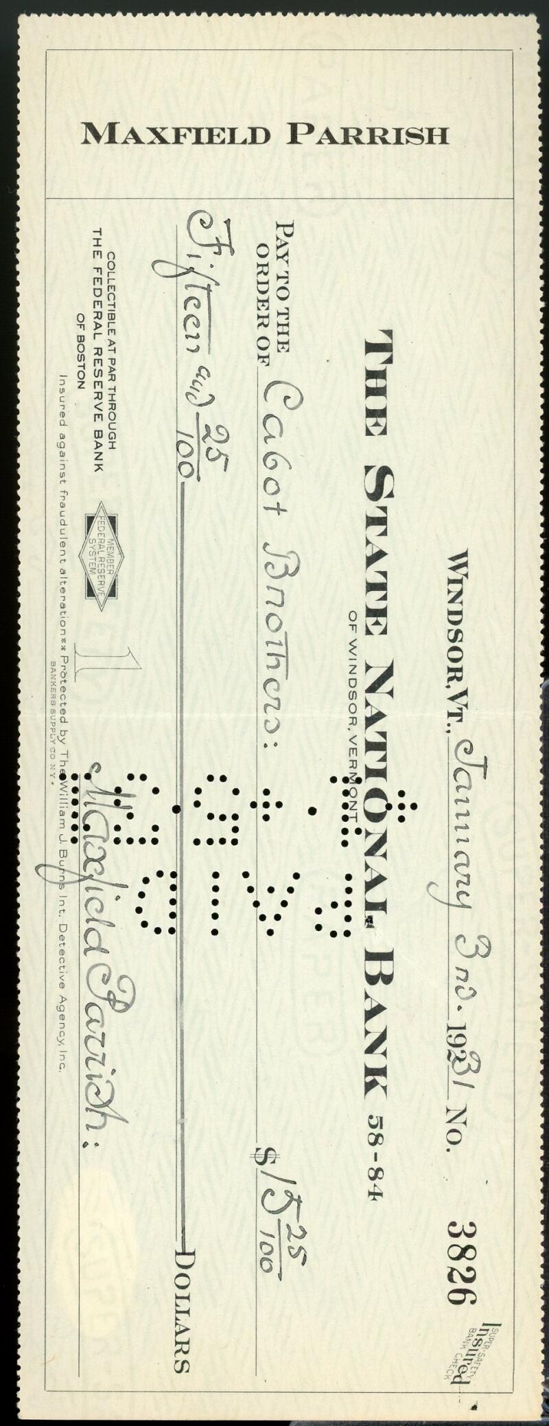 Maxfield Parrish Artist Painter Signed Autographed Check JSA Authentic Image 1