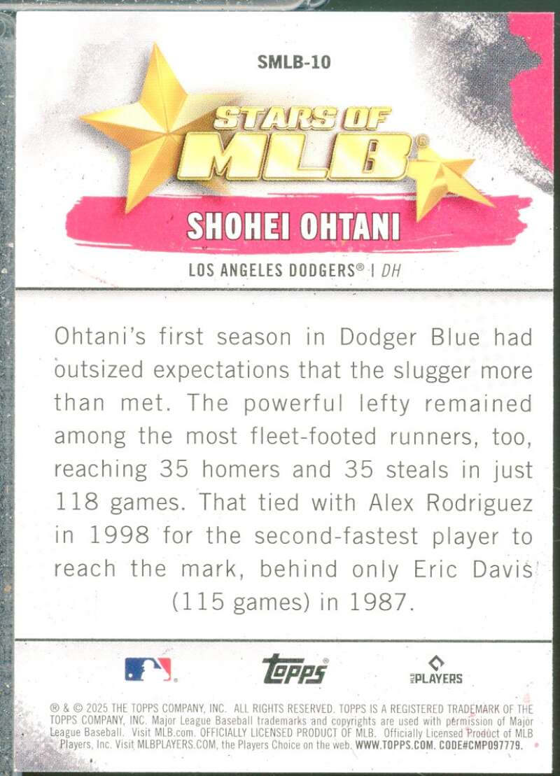 Shohei Ohtani Card 2025 Topps Stars of MLB #SMLB10  Image 2
