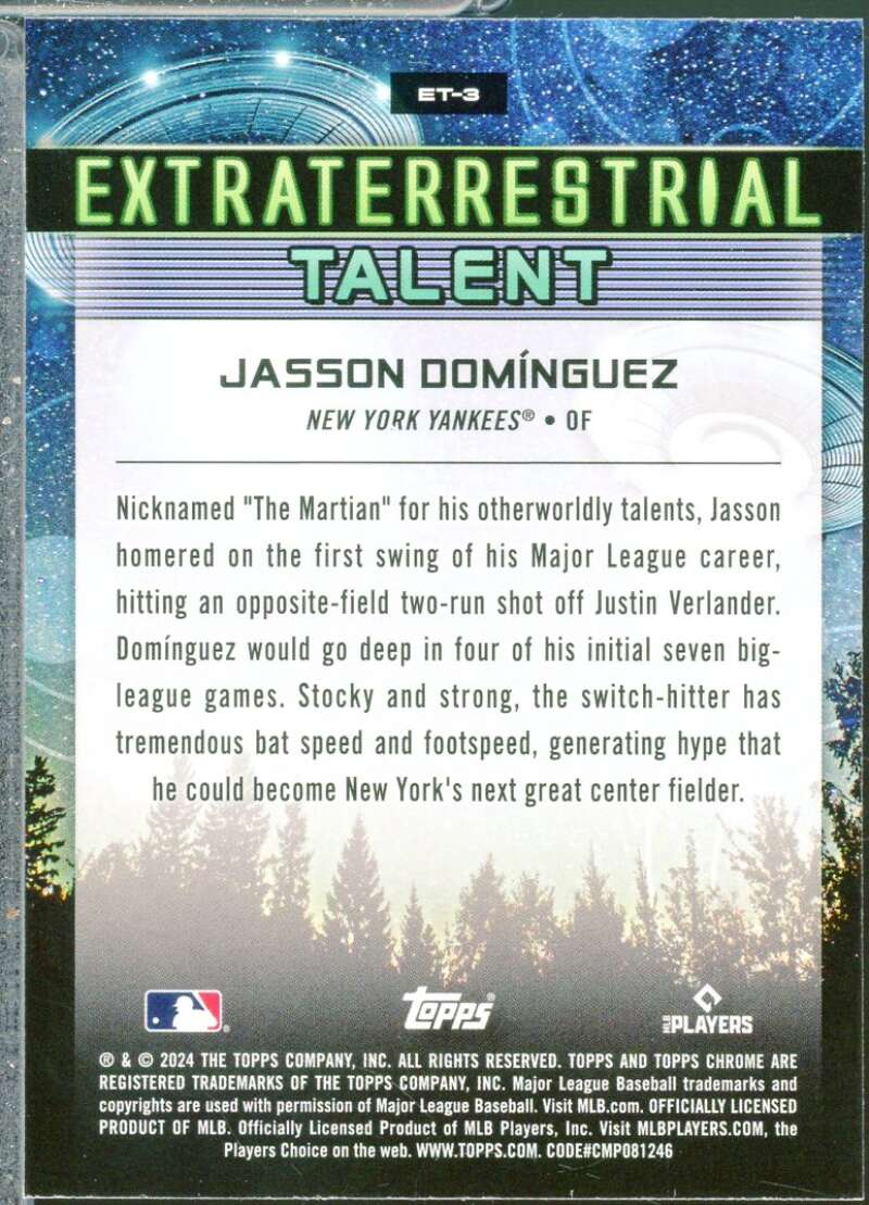 Jasson Dominguez Rookie 2024 Topps Cosmic Chrome Extraterrestrial Talent #ET3  Image 2