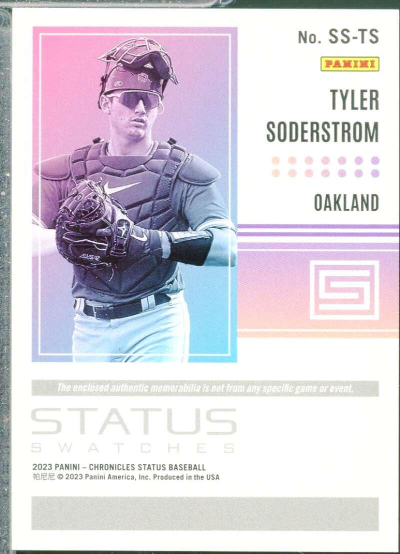 Tyler Soderstrom Rookie Card 2023 Panini Chronicles Status Jersey Swatches #5  Image 2