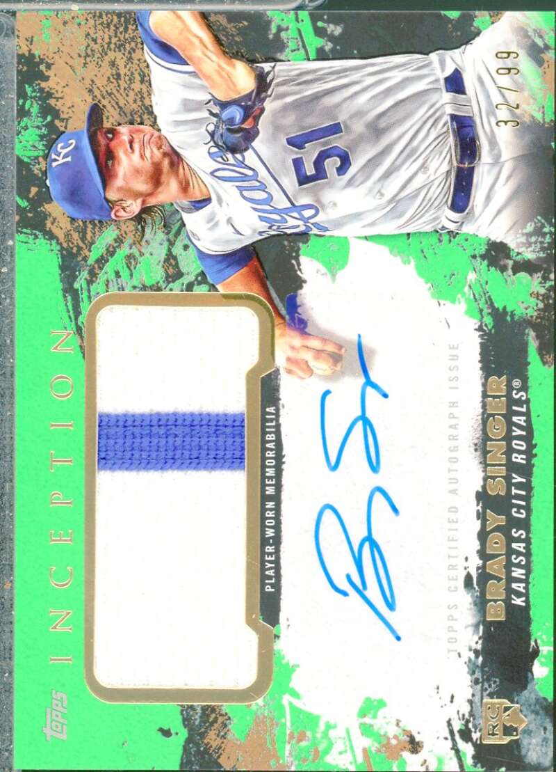 Brady Singer Rookie 2021 Topps Inception Jersey Patch Auto Green /99 #APCBS  Image 1
