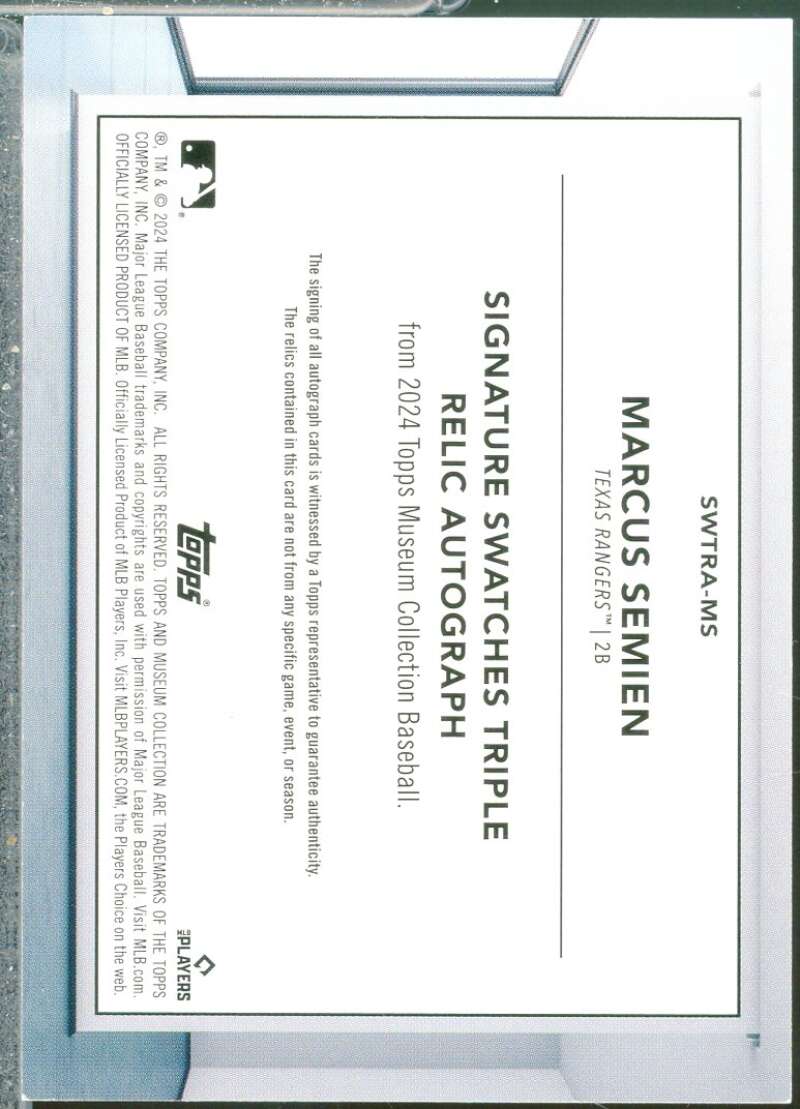 Marcus Semien 2024 Museum Collection Triple Relic Auto Sapphire 20 #SWTRAMS  Image 2