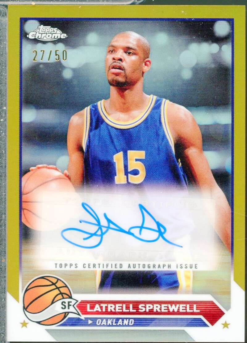 Latrell Sprewell Card 2023-24 Topps Chrome Autographs Gold Refractor /50 #CGLS  Image 1