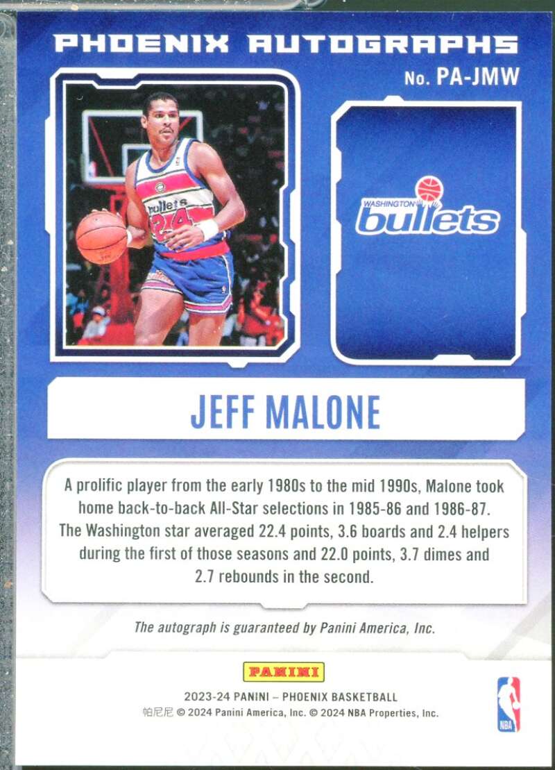 Jeff Malone Card 2023-24 Panini Phoenix Autographs #15  Image 2