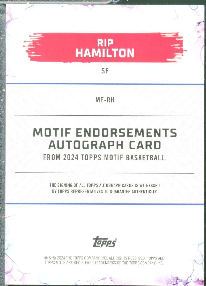 Rip Hamilton Card 2023-24 Topps Motif Endorsements Autograph /99 #MERH  Image 2