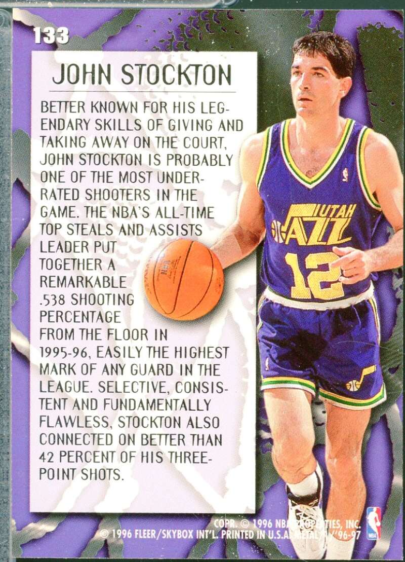 John Stockton Card 1996-97 Metal Metallized #133  Image 2