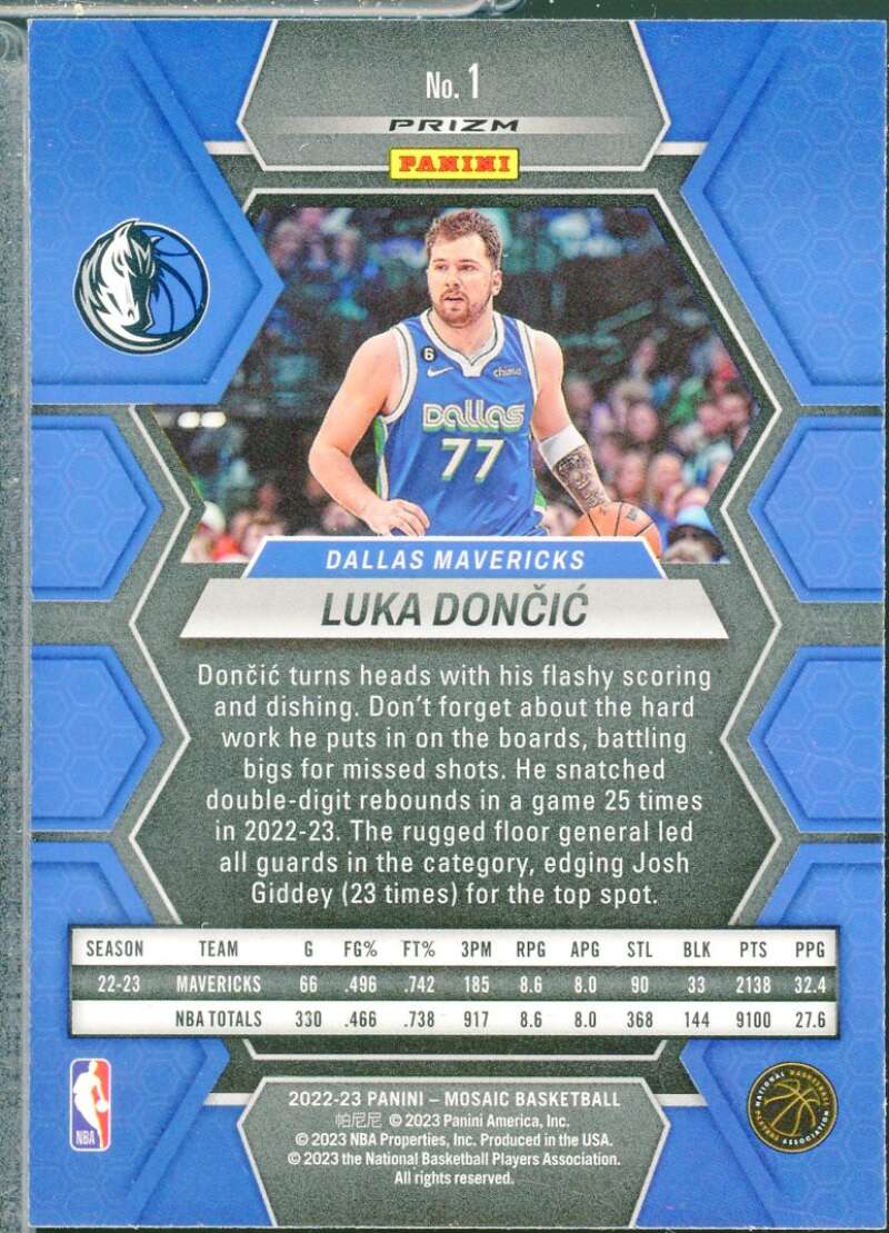 Luka Doncic Card 2022-23 Panini Mosaic Mosaic Green #1  Image 2