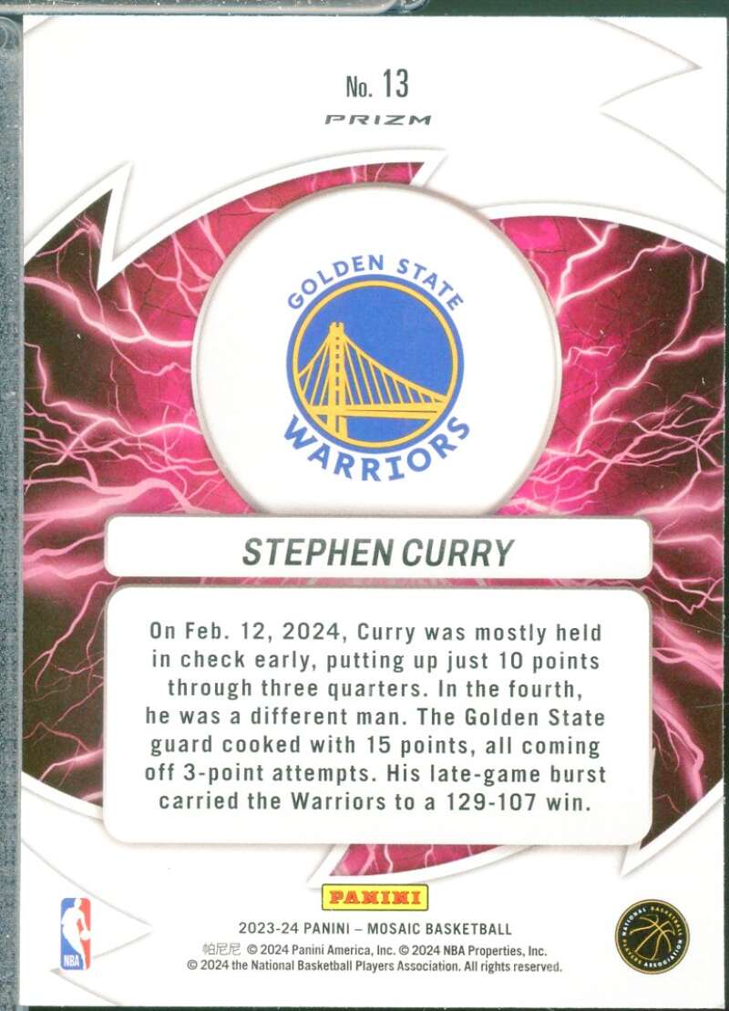Stephen Curry Card 2023-24 Panini Mosaic Thunder Road Mosaic Green #13  Image 2