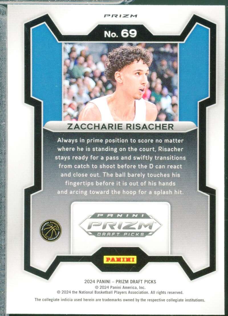 Zaccharie Risacher Rookie 2024-25 Panini Prizm Draft Pick Prizms Orange Ice #69  Image 2