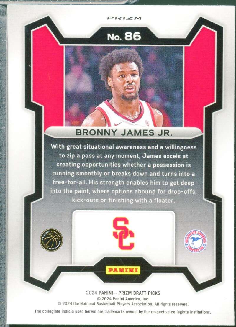 Bronny James Jr. Rookie 2024-25 Panini Prizm Draft Picks Prizms Purple Wave #86  Image 2