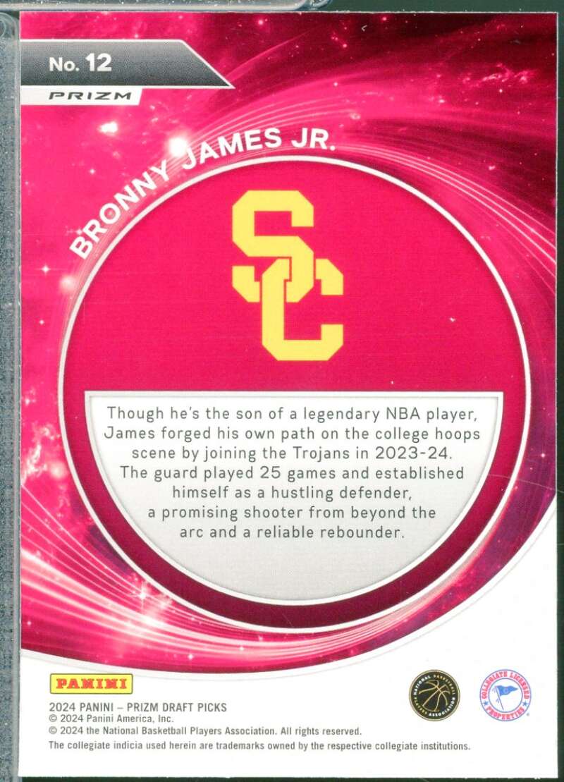 Bronny James Jr RC 2024-25 Panini Prizm Draft Student Orientation Silver #12  Image 2