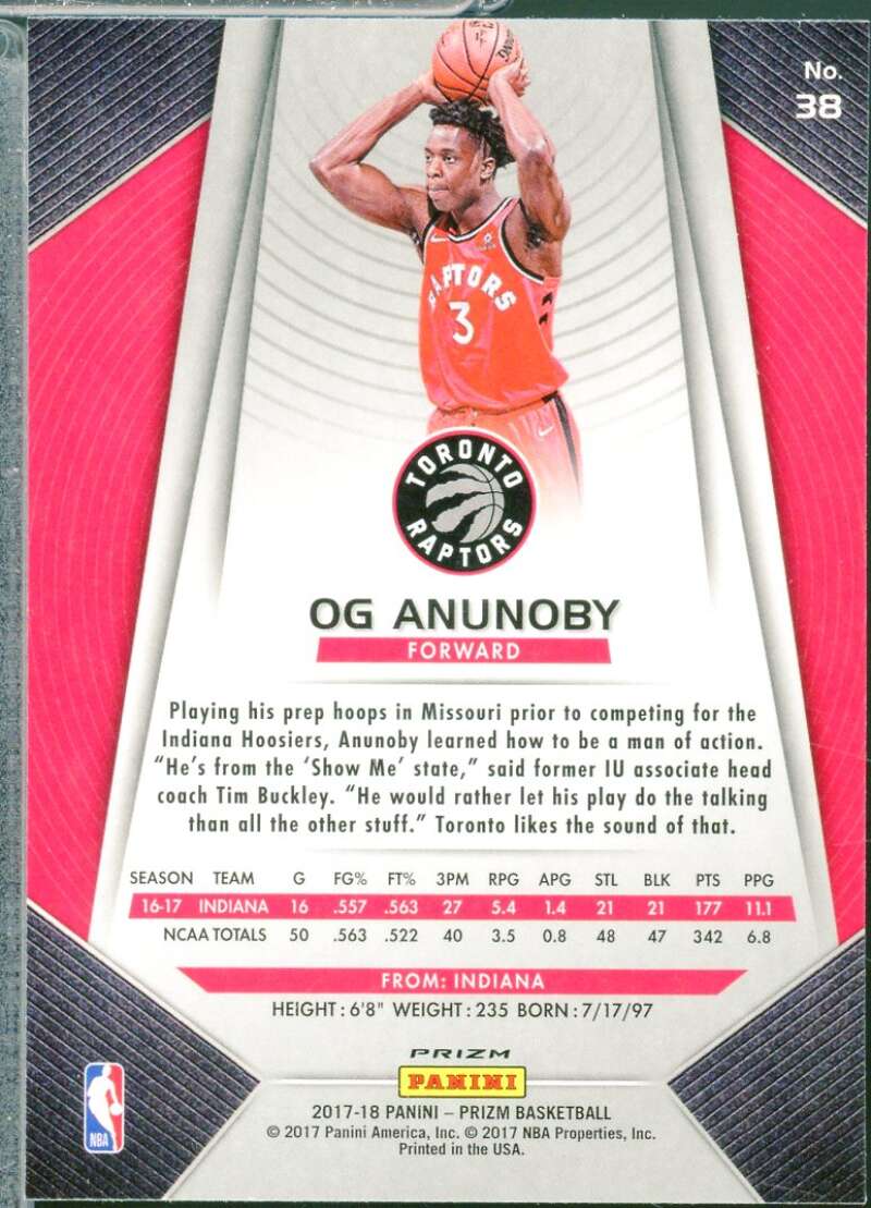 OG Anunoby Rookie Card 2017-18 Panini Prizm Prizms Green #38  Image 2