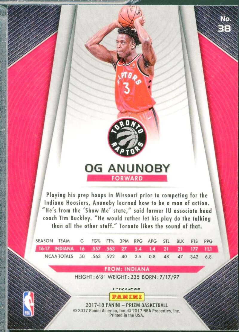 OG Anunoby Rookie Card 2017-18 Panini Prizm Prizms Green #38  Image 2
