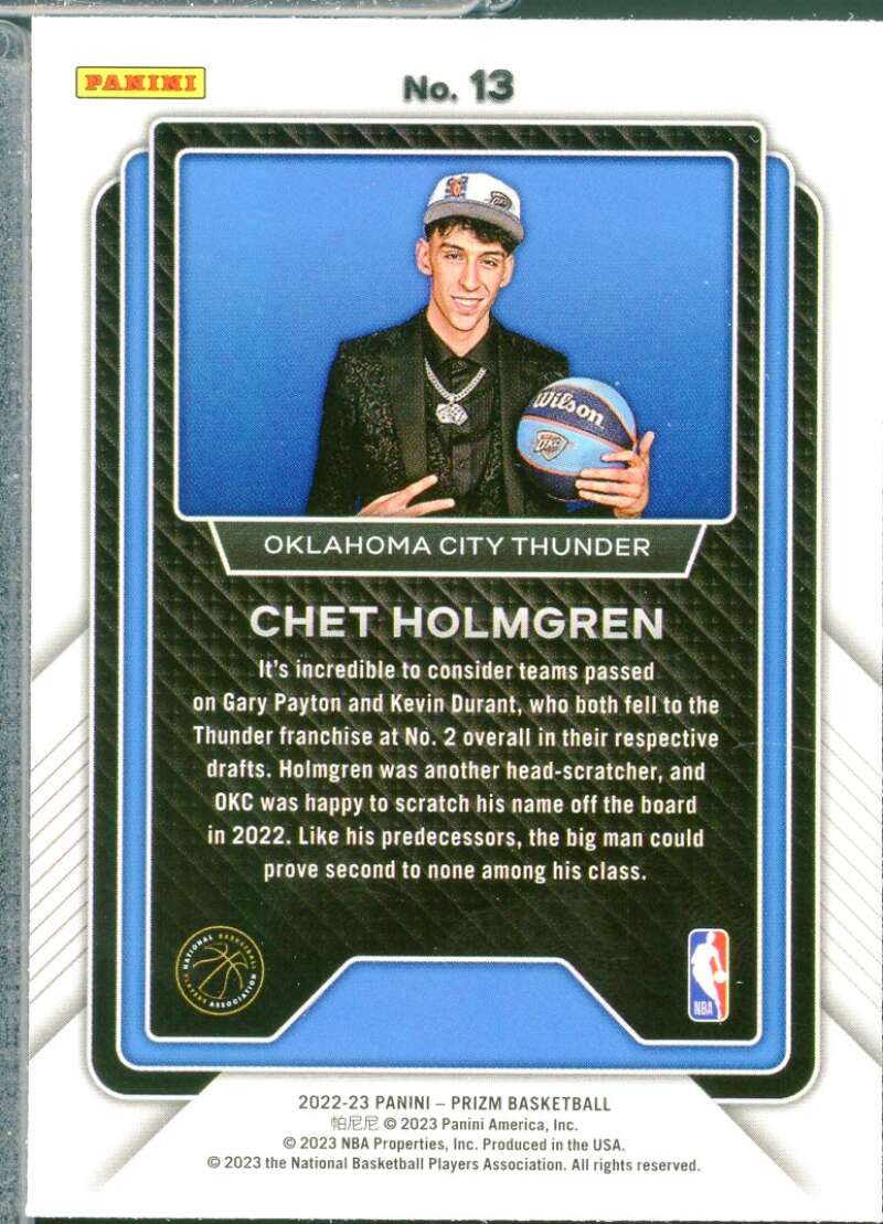 Chet Holmgren Rookie Card 2022-23 Panini Prizm Luck of the Lottery #13  Image 2