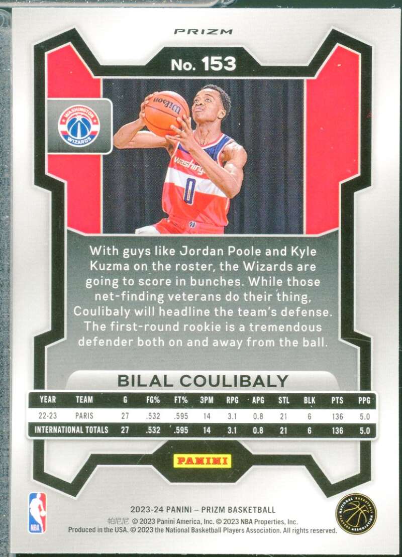 Bilal Coulibaly Rookie Card 2023-24 Panini Prizm Prizms Green Wave #153  Image 2