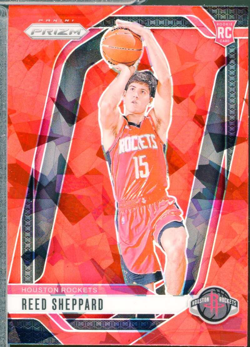 Reed Sheppard Rookie Card 2024-25 Panini Prizm Prizms Red Ice #268  Image 1