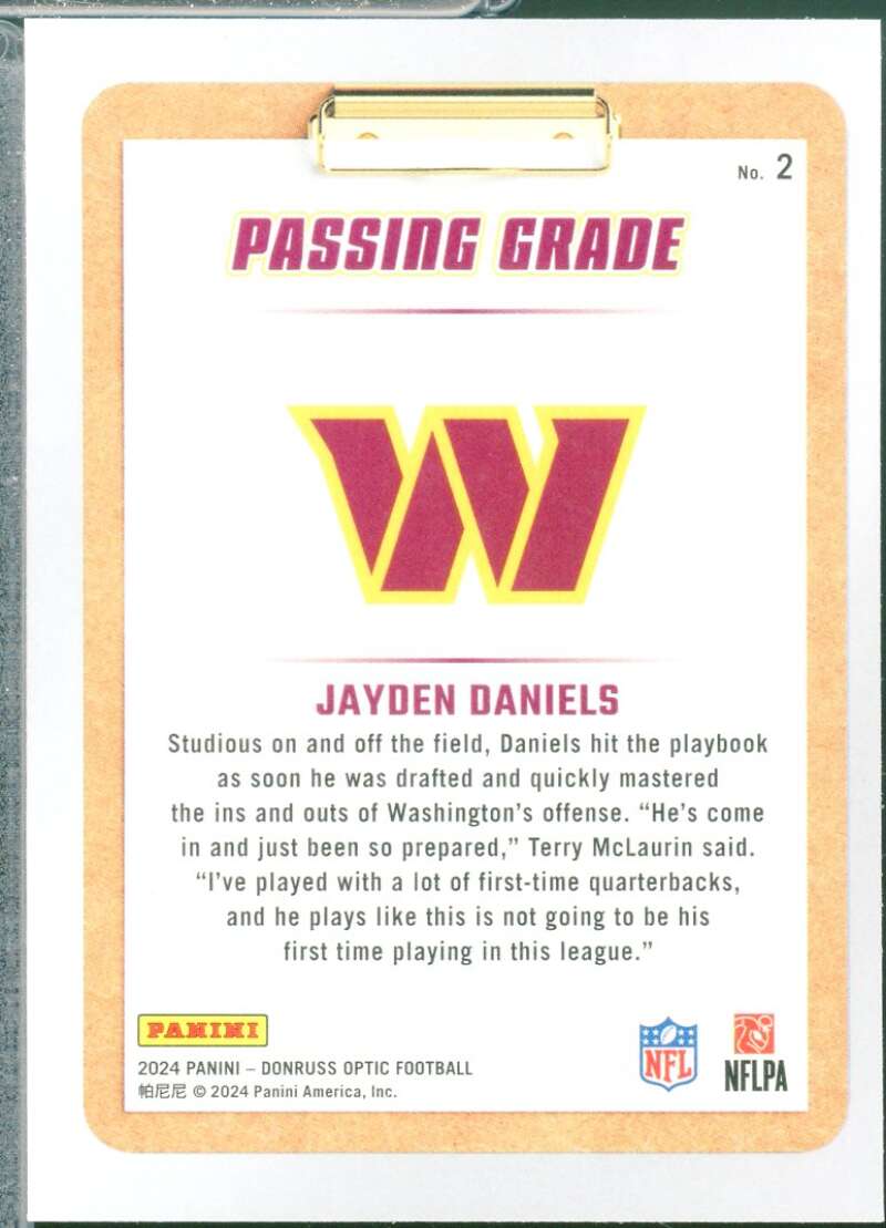 Jayden Daniels Rookie Card 2024 Donruss Optic Passing Grade #2  Image 2