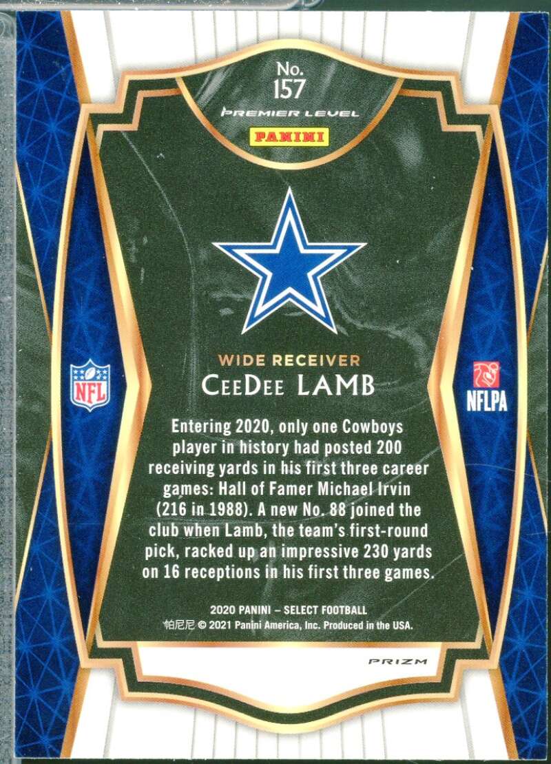 CeeDee Lamb Rookie Card 2020 Select Prizm Silver #157  Image 2
