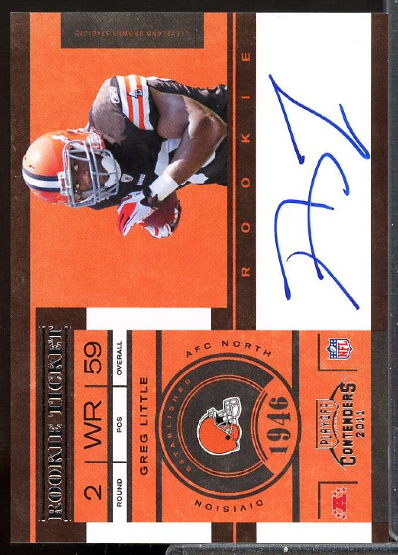 Greg Little AU RC Card 2011 Playoff Contenders Rookie Auto #204A  Image 1