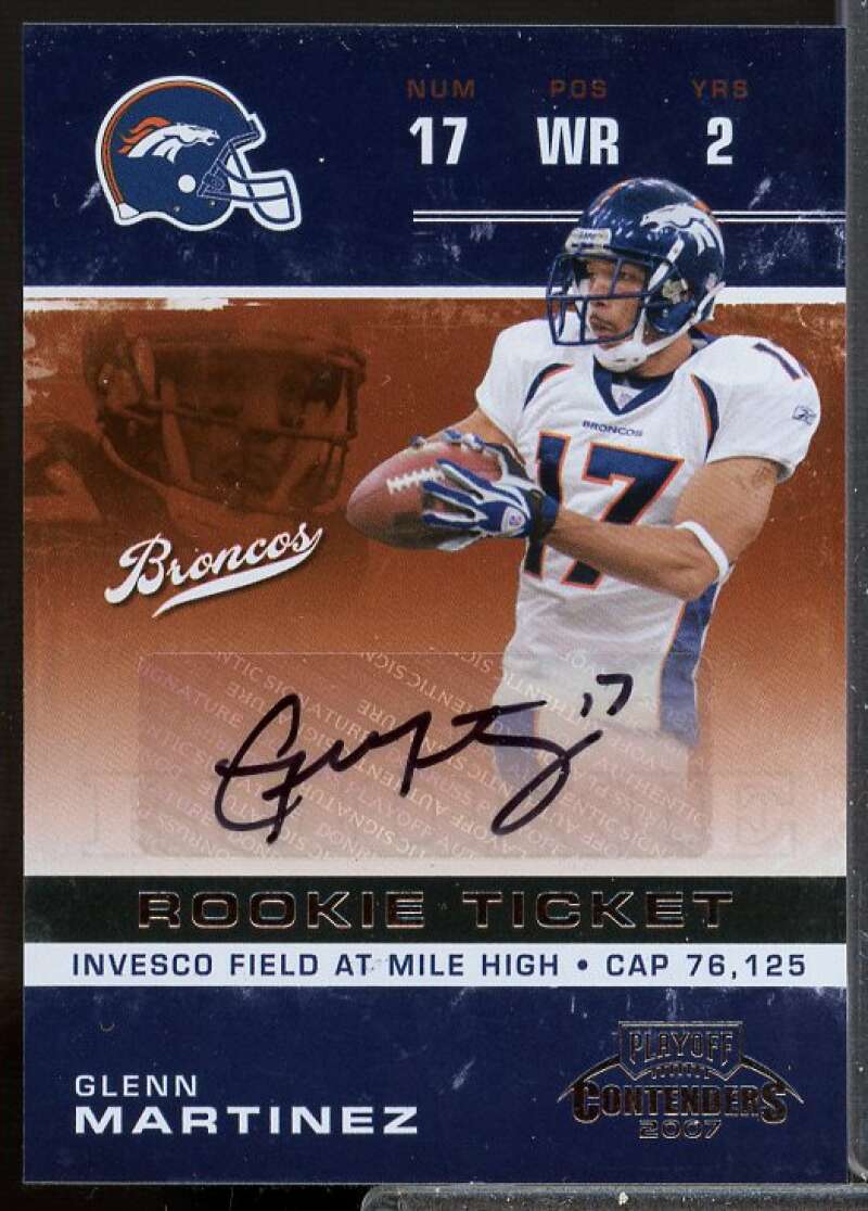 Glenn Martinez AU RC Card 2007 Playoff Contenders Rookie Auto #154  Image 1