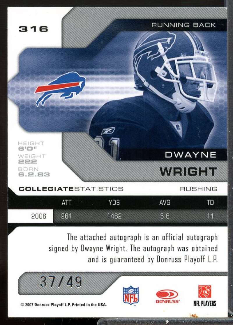 Dwayne Wright AU Card 2007 Leaf Limited Rookie Auto Silver Spotlight #316  Image 2
