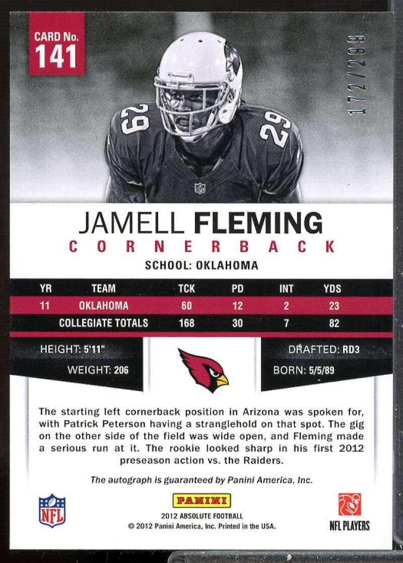 Jamell Fleming/299 Card 2012 Absolute Spectrum Rookie Gold Autographs #141  Image 2