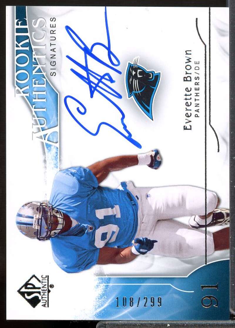 Everette Brown AU/299 RC Card 2009 SP Authentic Rookie Auto #359  Image 1