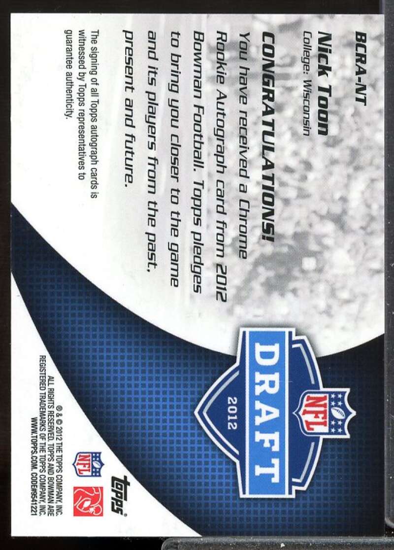 Nick Toon Card 2012 Bowman Rookie Team Helmet Autographs #BCRANT  Image 2