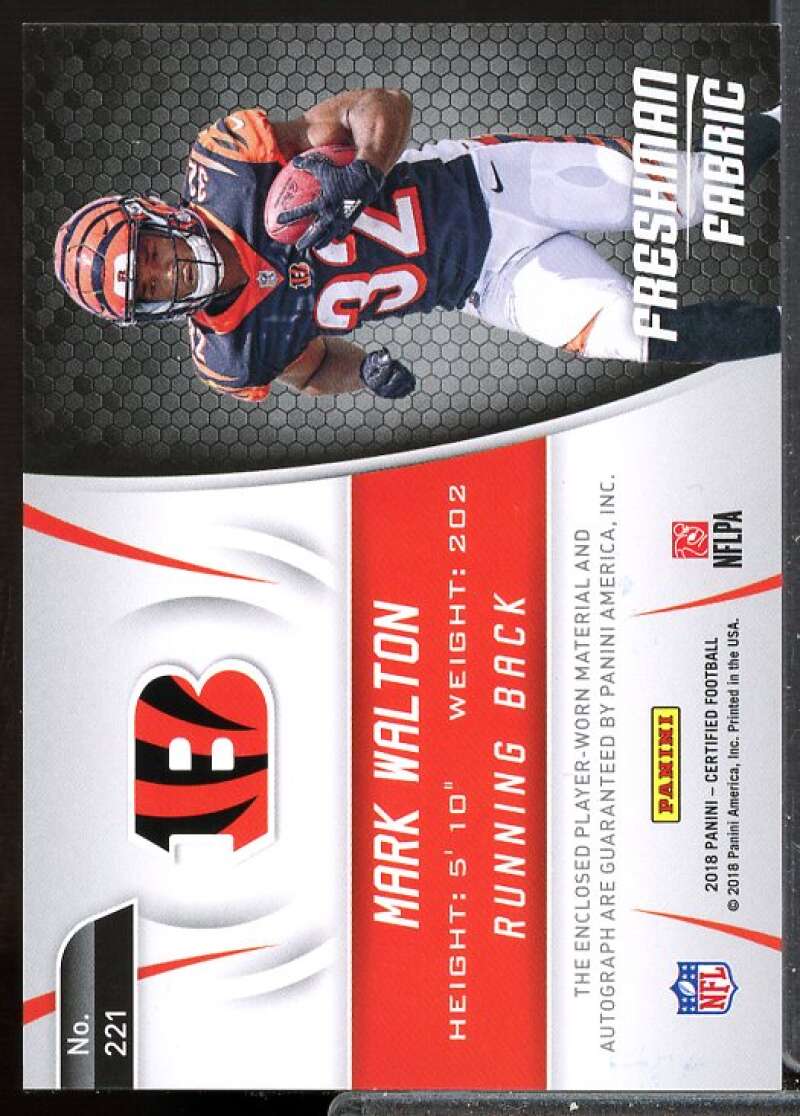 Mark Walton /499 RC Card 2018 Certified Rookie Jersey Auto #221  Image 2