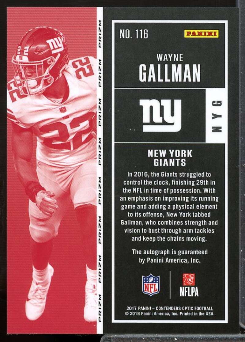 Wayne Gallman AU RC Card 2017 Panini Contenders Optic Rookie Auto #116  Image 2