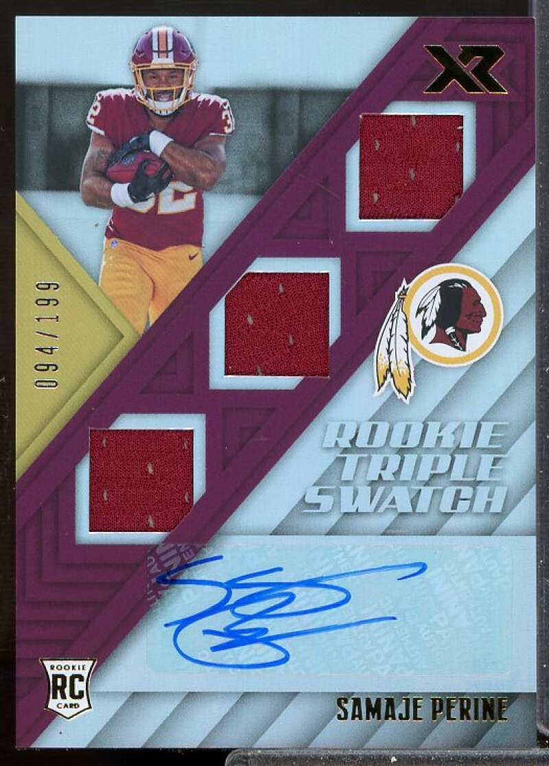 Samaje Perine /199 RC Card 2017 Panini XR Rookie Jersey Auto #174  Image 1