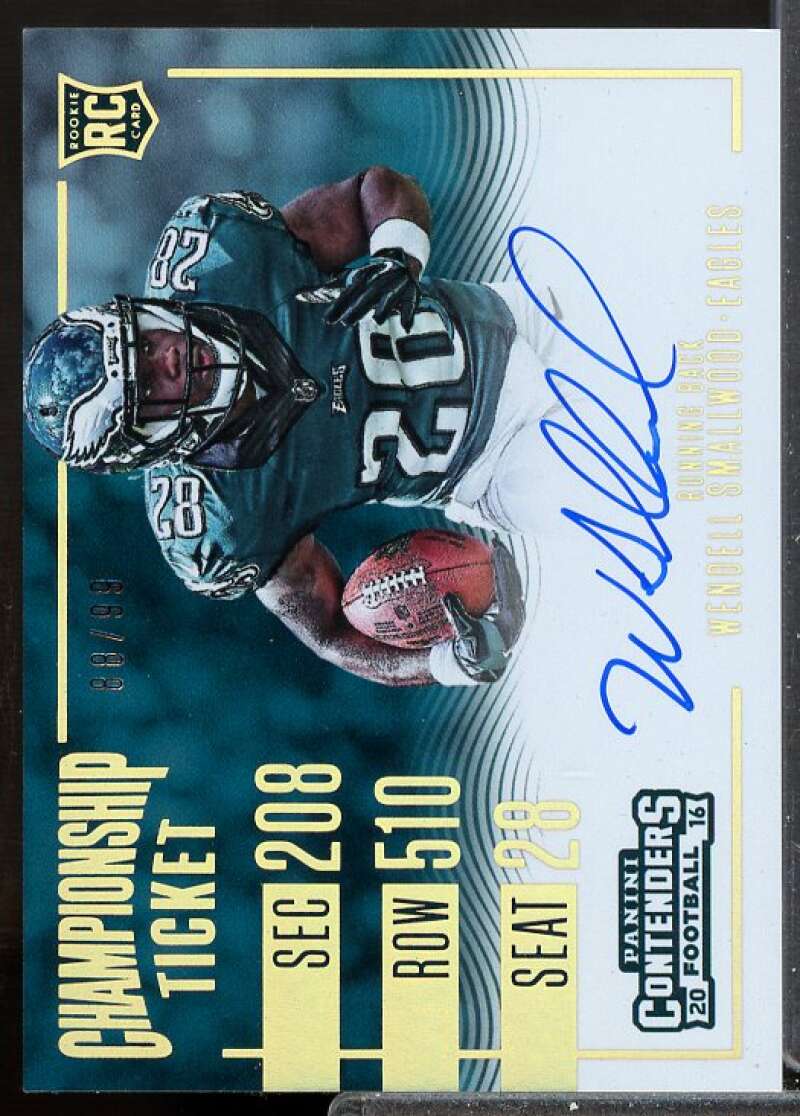 Wendell Smallwood /99 2016 Panini Contenders Championship Ticket RC Auto #359  Image 1