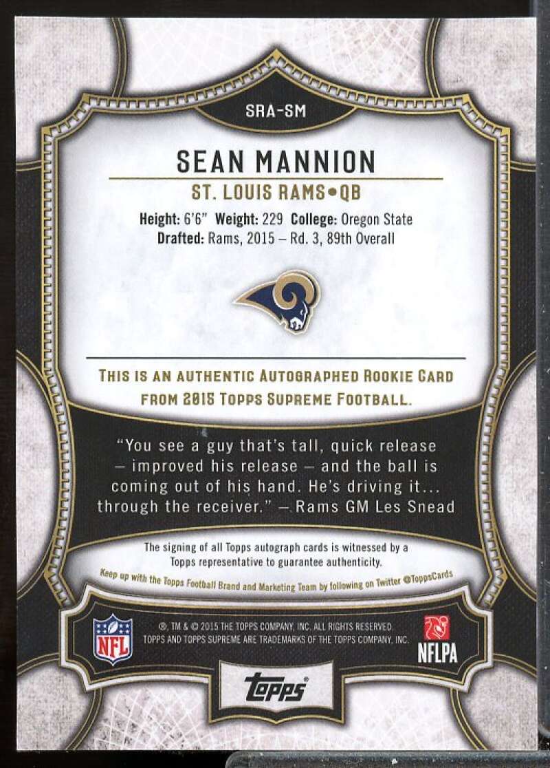 Sean Mannion Card 2015 Topps Supreme Rookie Autographs #SRASM  Image 2