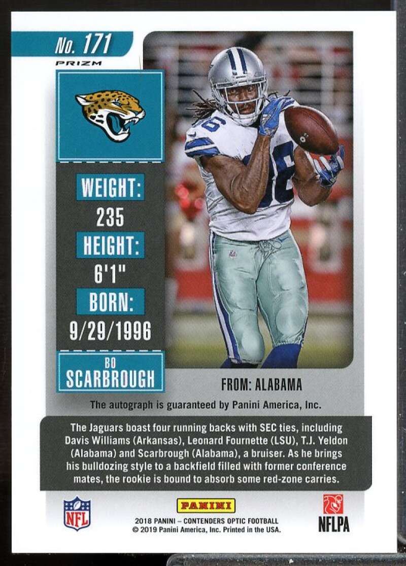 Bo Scarbrough AU RC Card 2018 Panini Contenders Optic Rookie Auto #171  Image 2