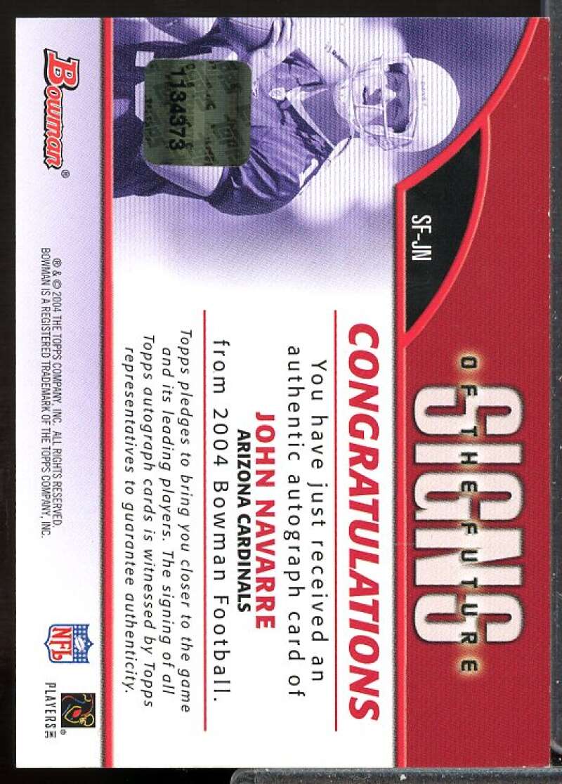 John Navarre J Card 2004 Bowman Signs of the Future Autographs #SFJN  Image 2