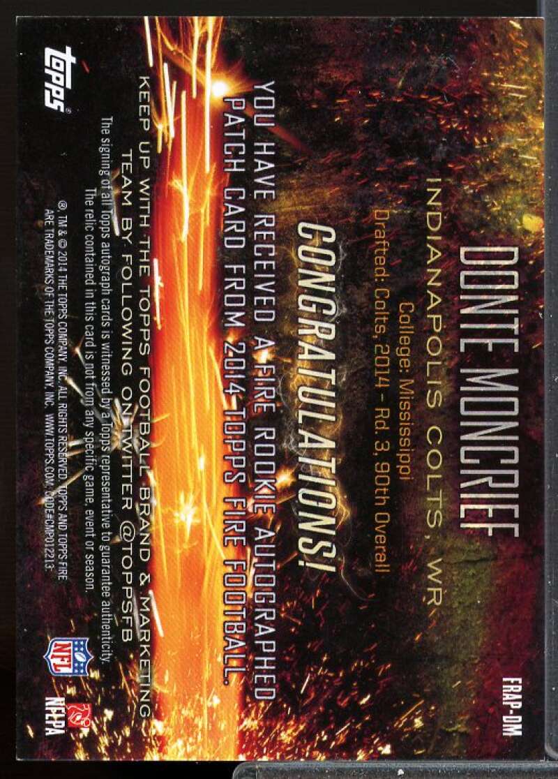 Donte Moncrief/500 Card 2014 Topps Fire Rookie Autograph Patches #FRAPDM  Image 2