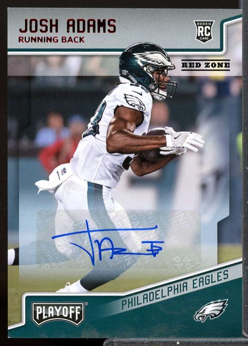Josh Adams Card 2018 Playoff Rookie Autographs Red Zone #296  Image 1