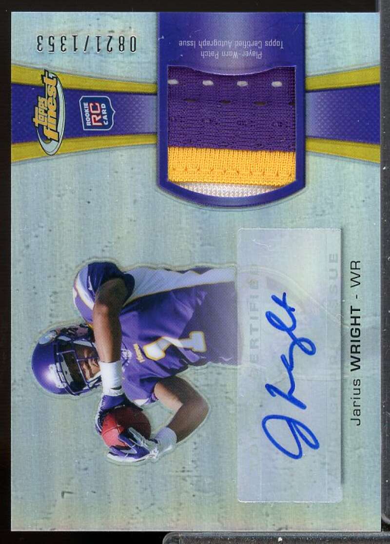 Jarius Wright/1353 Card 2012 Finest Rookie Patch Autographs Refractors #RAPJW  Image 1
