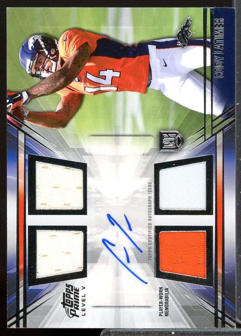 Cody Latimer Card 2014 Topps Prime Autographed Relics Level 5 #PVCL  Image 1