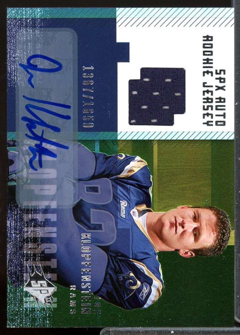 Joe Klopfenstein RC Card 2006 SPx Rookie Jersey Auto #199  Image 1