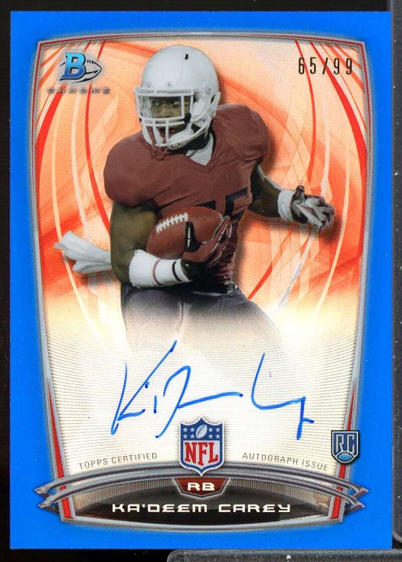 Ka'Deem Carey 2014 Bowman Chrome Rookie Autographs College Blue Refractors #26  Image 1