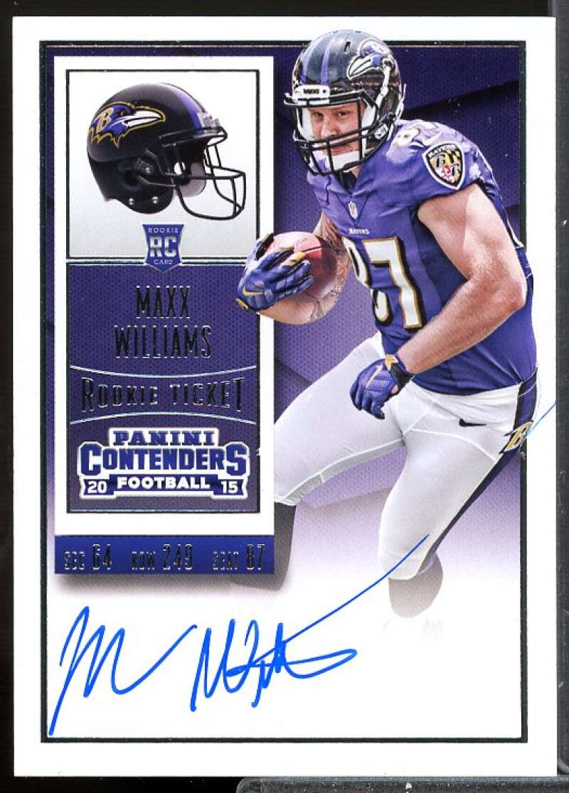 Maxx Williams AU RC Card 2015 Panini Contenders Rookie Auto #227  Image 1