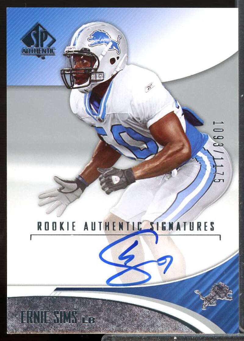 Ernie Sims AU RC Card 2006 SP Authentic Rookie Auto #198  Image 1