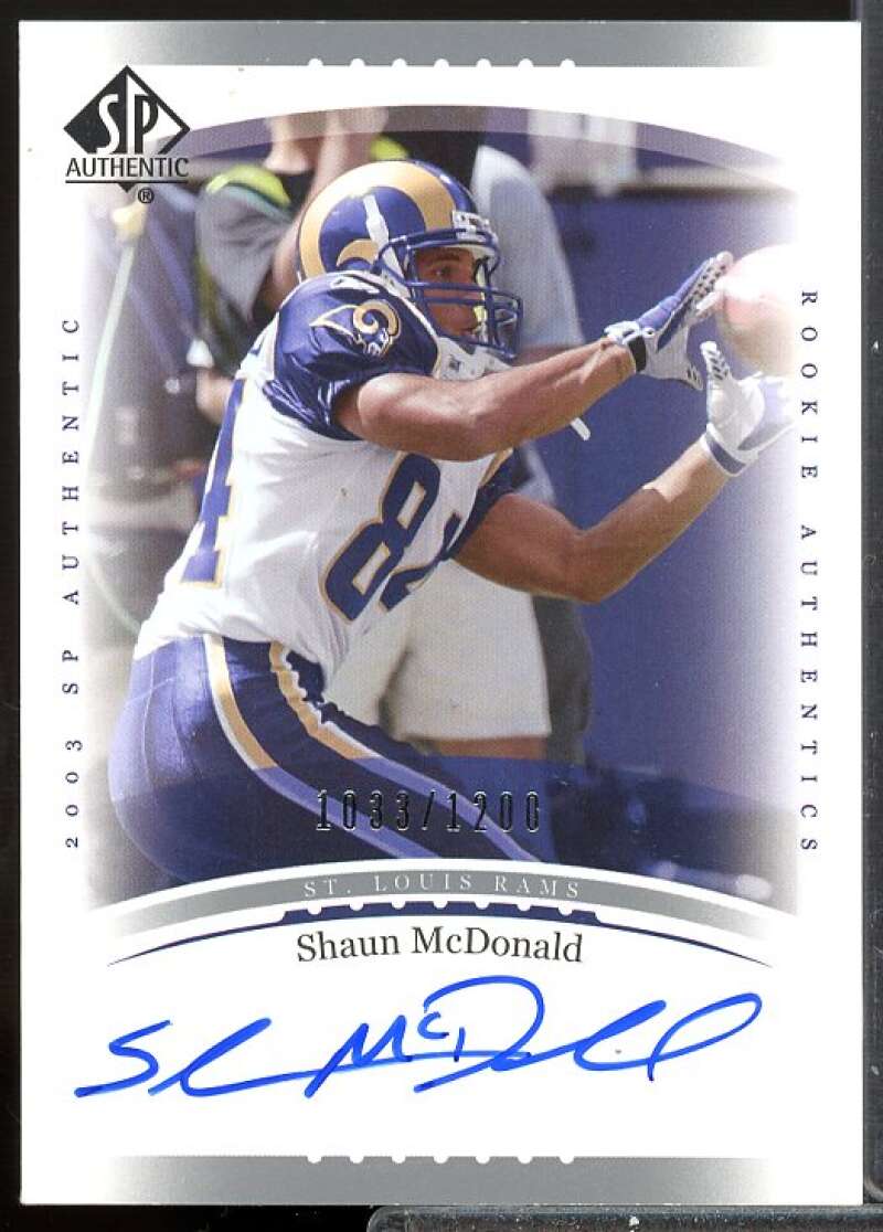 Shaun McDonald AU RC Card 2003 SP Authentic Rookie Auto #223  Image 1