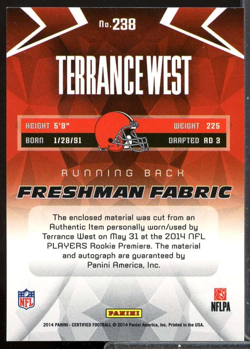 Terrance West /249 Card 2014 Certified Red Rookie Jersey Auto #238  Image 2