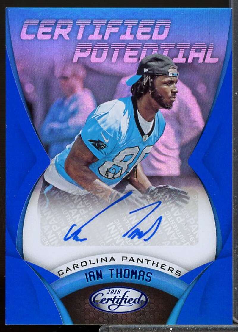 Ian Thomas Card 2018 Certified Potential Signatures Mirror Blue #15  Image 1
