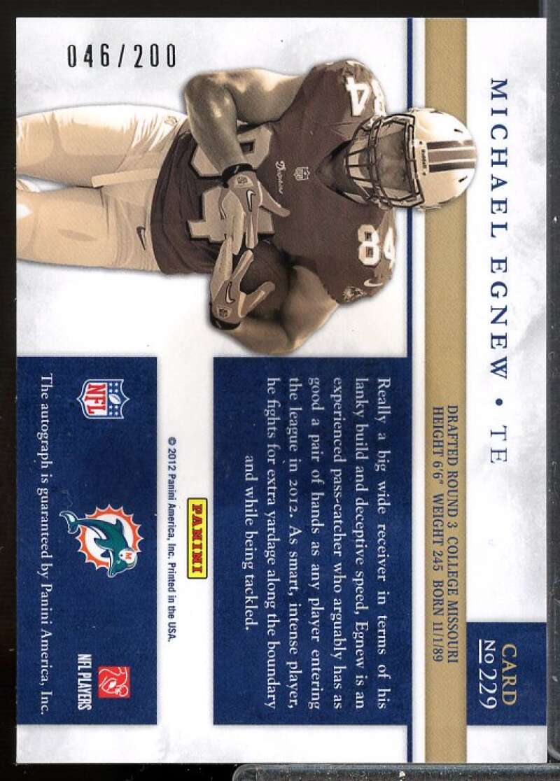 Michael Egnew/200 2012 Panini Prominence Rookie Team Helmet Autographs #229  Image 2