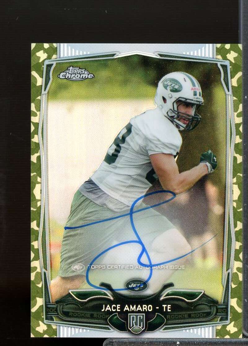 Jace Amaro Card 2014 Topps Chrome Mini Rookie Autographs Camo Refractors #193  Image 1