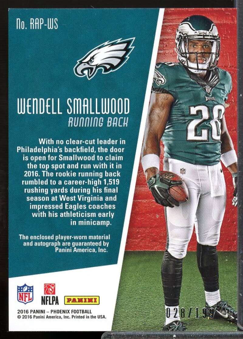 Wendell Smallwood/199 2016 Panini Phoenix Rookie Jumbo Patch Autographs #39  Image 2